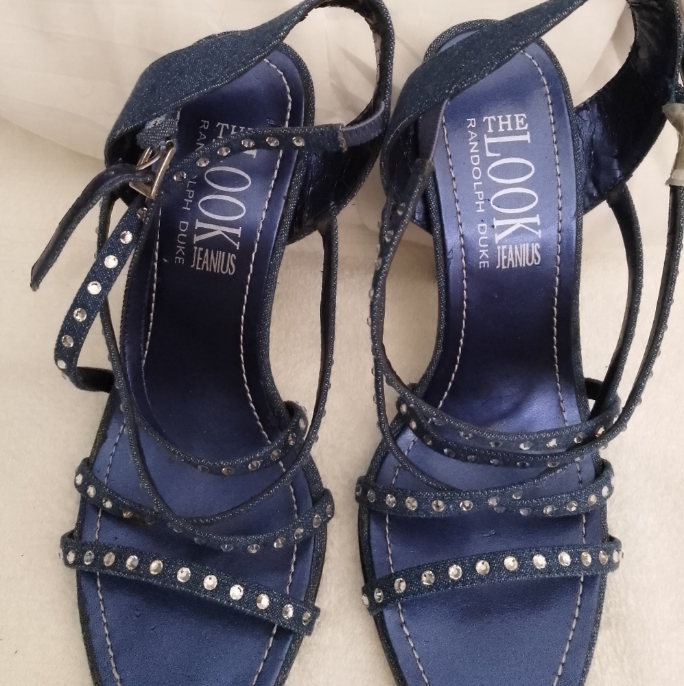 Randolph Duke Jean & Sequin heels (NWOT) size 6.5